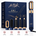 MSK Beauty 5-in-1 Hair Dryer Brush in Blue Gold on a white background